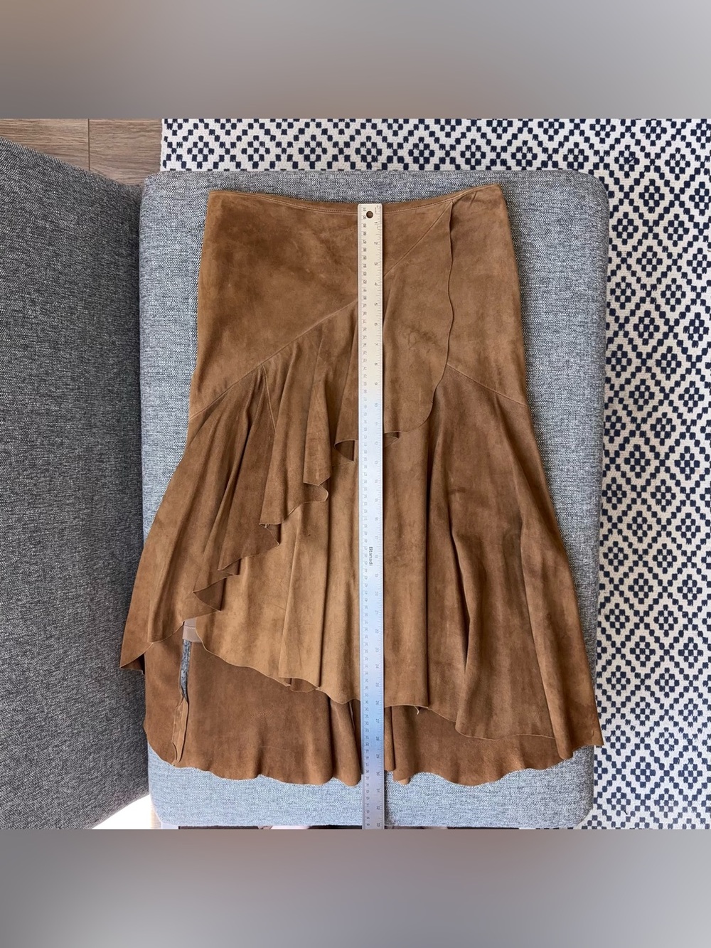 Ralph Lauren Black Label 100% Goat Suede Leather Ruffle Skirt Size 4 Italy - Picture 12 of 12